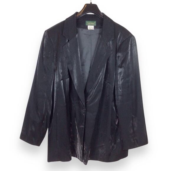HARVE BERNARD Black Iridescent Shimmer One Button Blazer NWT size 24W - Picture 1 of 5
